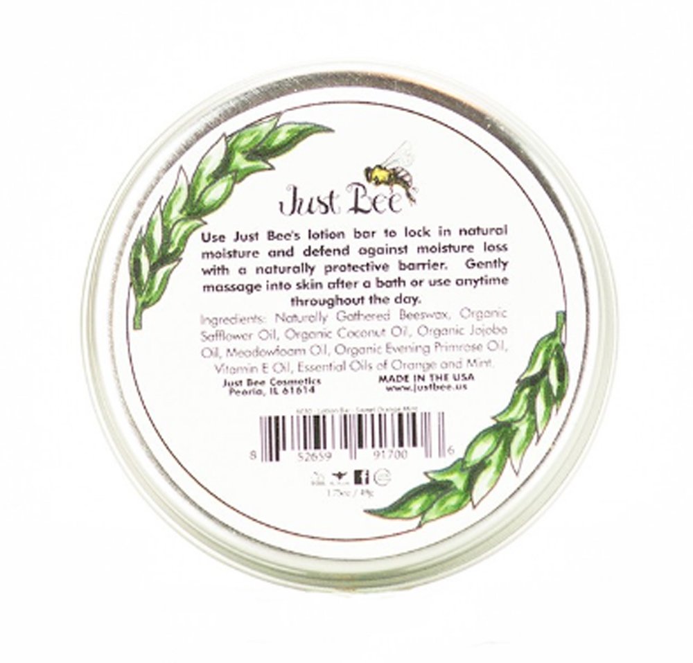 Just Bee Lotion Bar Naturally Gathered Beeswax Sweet Orange Mint