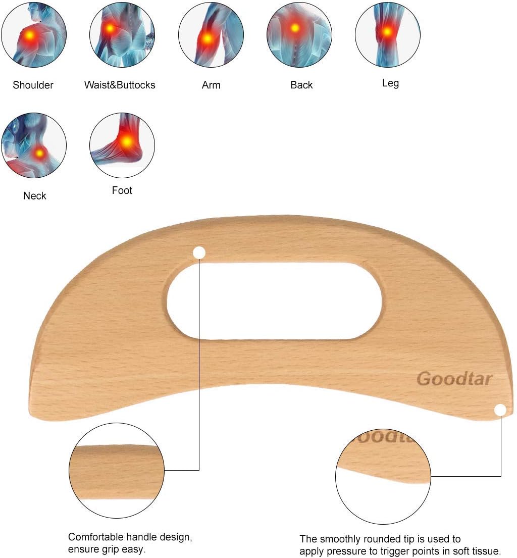 Wooden Cellulite Massager, Body Guasha Tool Wooden Guasha Tool for Body Guasha Wood Stick Massage Tool Lymphatic Drainage Body Muscle Relaxing- Wood Therapy Release Back Legs Shoulder Pain