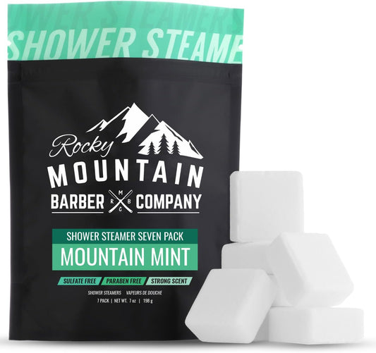 Mountain Mint Shower Steamers 7 Pack – Made in USA with Extra Strong Scent- Essential Oil Aromatherapy with Eucalyptus, Peppermint & Menthol - Refreshing Scent for Stress Relief