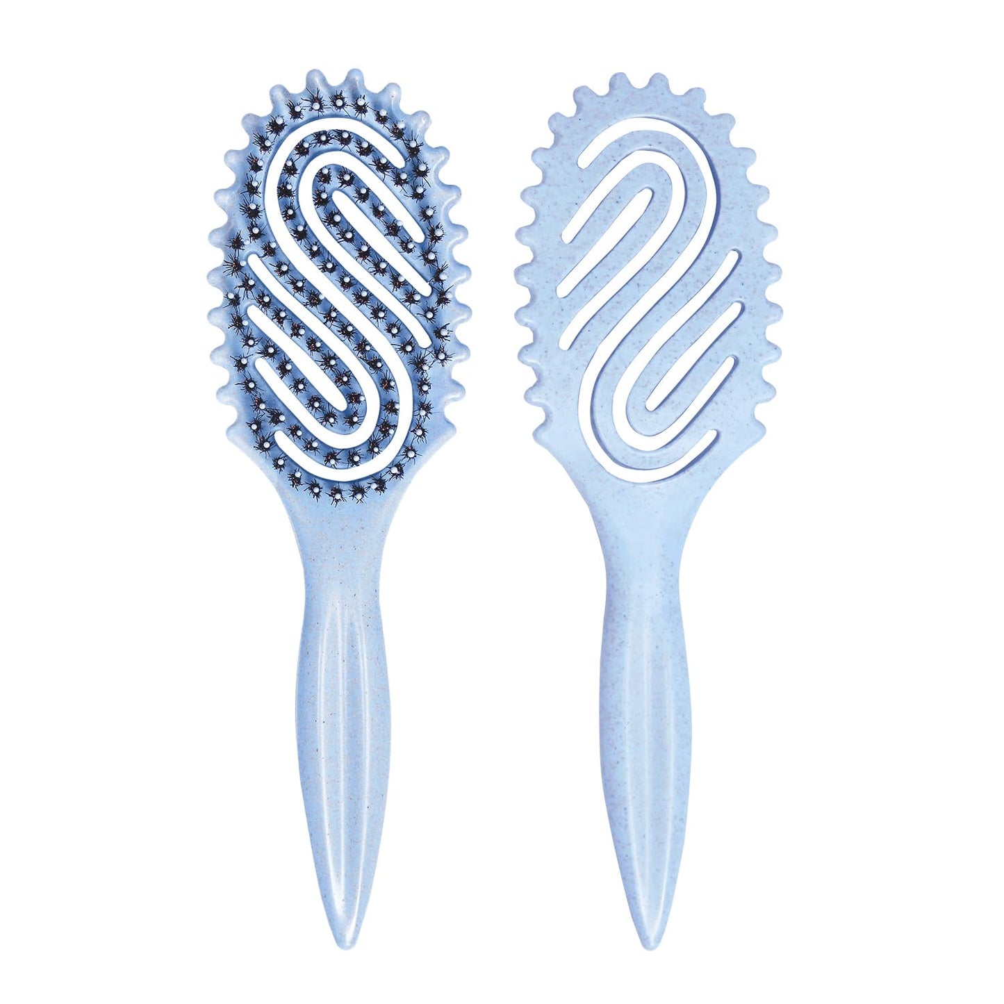 Curly Hair Brush, Curl Defining Brush with Soft Boar Bristles for Combing, Shaping, and Styling Curly Hair Suitable for All Women and Men with Wet & Dry Hair(Blue)