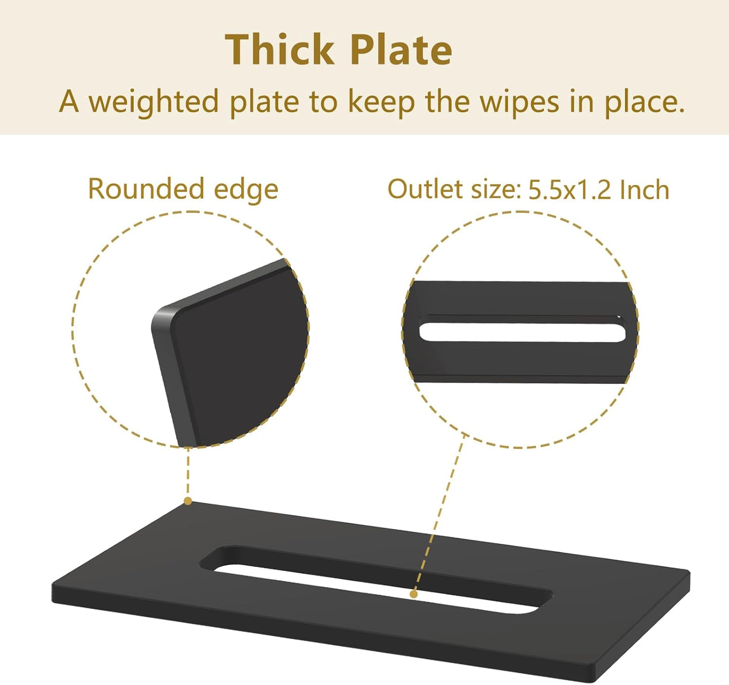 Wipes Holder Container Refillable, Acrylic Dispenser Box for Disposable Wipes, Rectangle Disposable Face Towels, Black