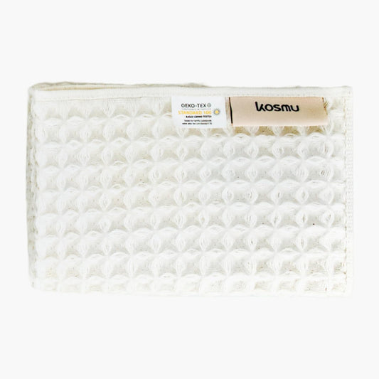 Luxury Japanese Cotton Silk Waffle Bath Towel | Plush, Absorbent, and Quick Dry (Shell White, Face Towel, 16" x 16")