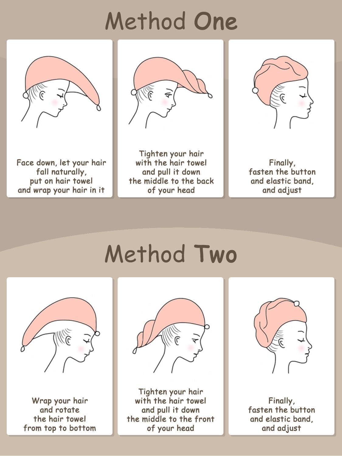 3 Pack Microfiber Hair Towel Wrap for Women, Fast Drying Hair Turban with Button, Anti-Frizz Large Hair Towel for All Hair Styles, Soft & Absorbent Hair Drying Towel