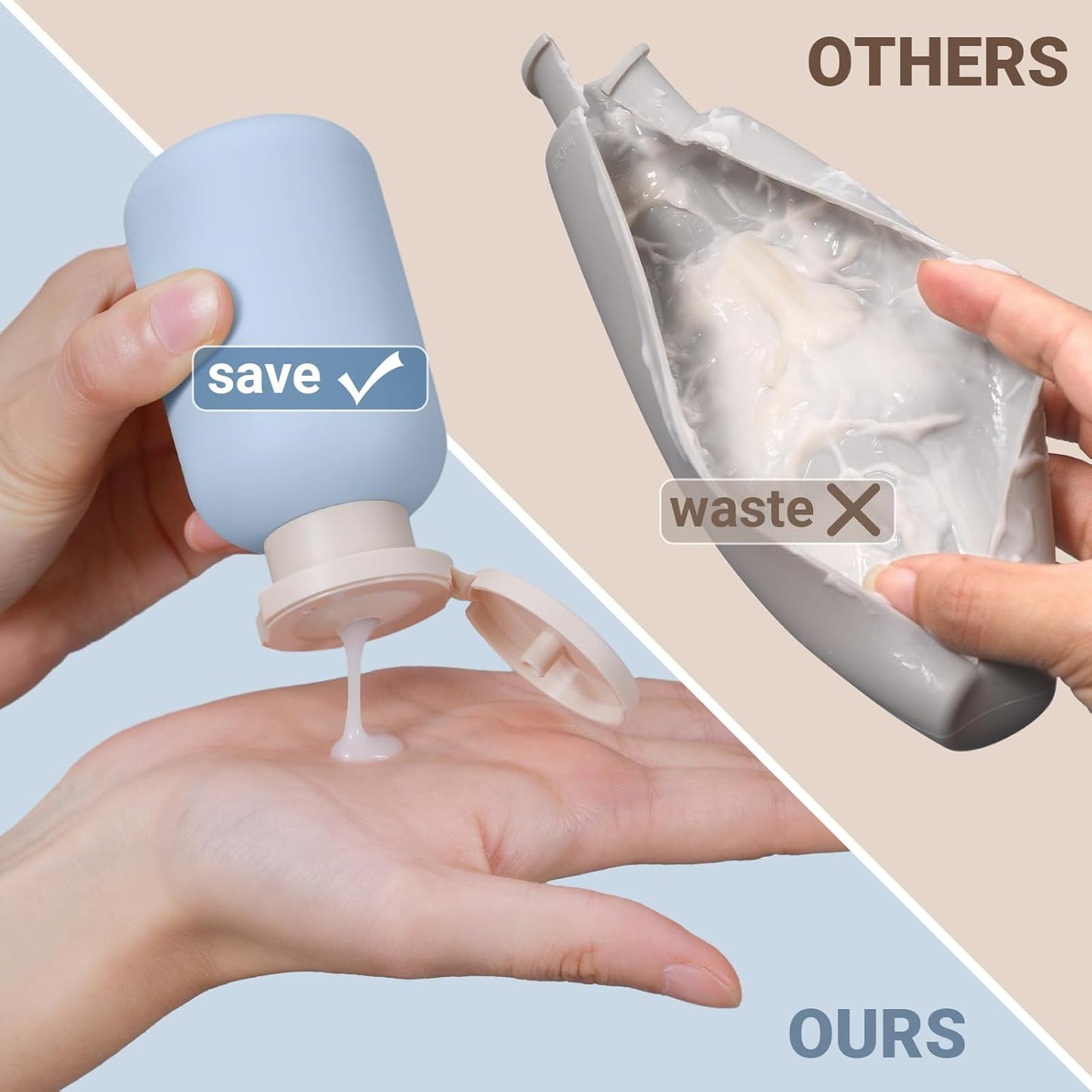 ASEVAT 6.7 oz Plastic Squeeze Bottles for Shampoo, Travel Containers for Toiletries, Leak Proof, Refillable for Lotion, Cream and Liquids (3 Pcs)