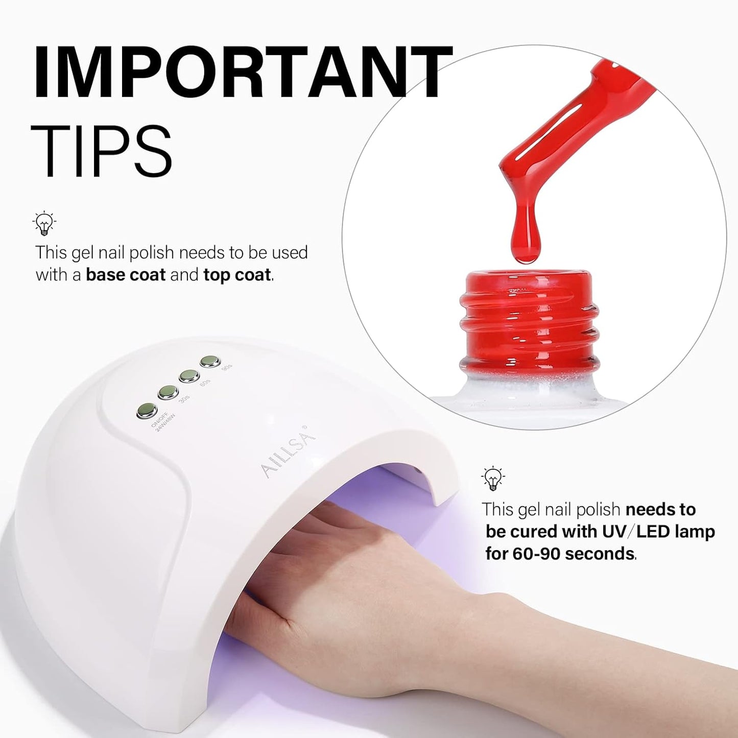 AILLSA Red Gel Nail Polish Ruby Red Gel Polish Bright Rose Color Polish Apple Candy Nails Long Lasting Soak Off U V Gels Nail Polish Nail Art Manicure Salon at Home 0.51 Fl Oz