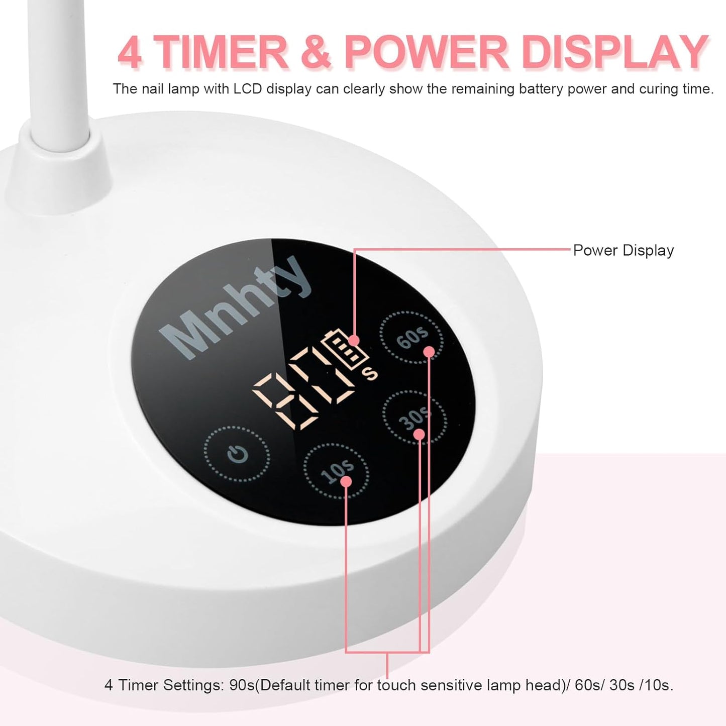 U V LED Nail Lamp, Goose Neck Flash Cure Lamp, Rechargeable Mini U V Light for Gel Nails, Cordless Flash Cure Light with 4 Timers&Sensor, Fast Curing Gooseneck Lamps for Gel X, White