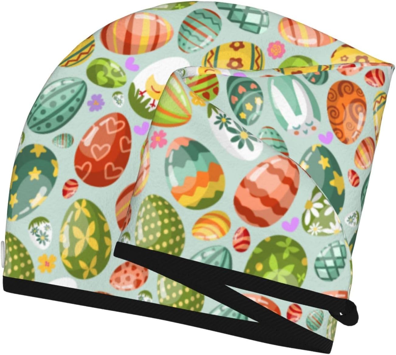 Easter Hair Towel Wrap Microfiber Fast Drying Hair Turban with Buttons for Women Drying Curly, Long & Thick Hair