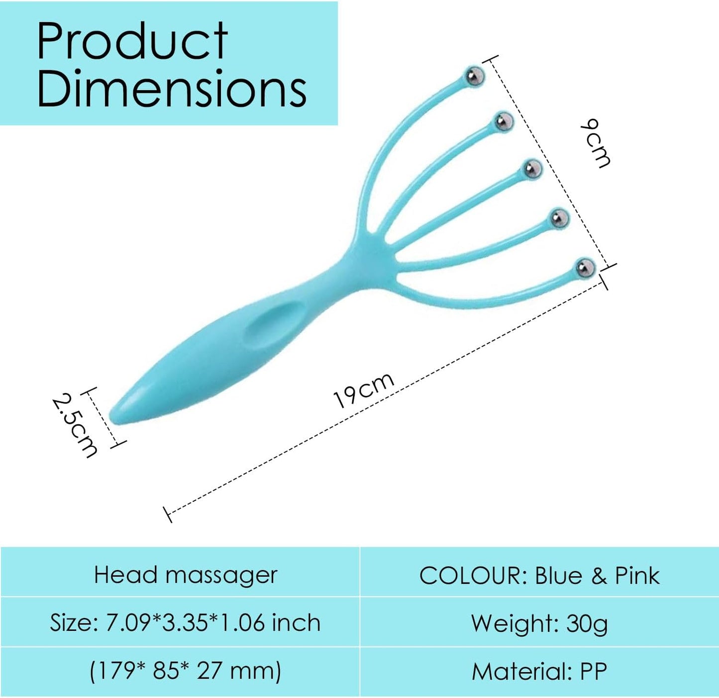 Seddy Scalp Massager, Portable Hand Held SPA Head, Neck, & Body Massager for Deep Relaxation & Stress Reduction- Stimulates Blood Circulation in The Head to Promote Hair Growth. (2 Pack) (Blue)(Pink)