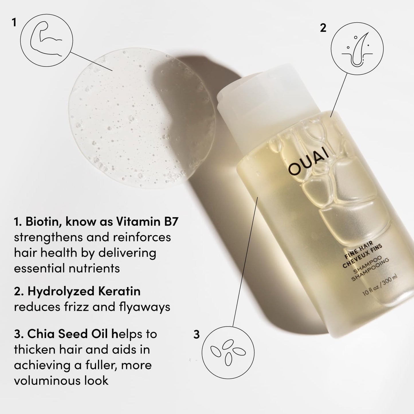 OUAI Fine Shampoo Refill - Volumizing Shampoo with Strengthening Keratin, Biotin & Chia Seed Oil for Fine Hair - Delivers Weightless Body - Paraben, Phthalate & Sulfate Free Hair Care (32 Fl Oz)