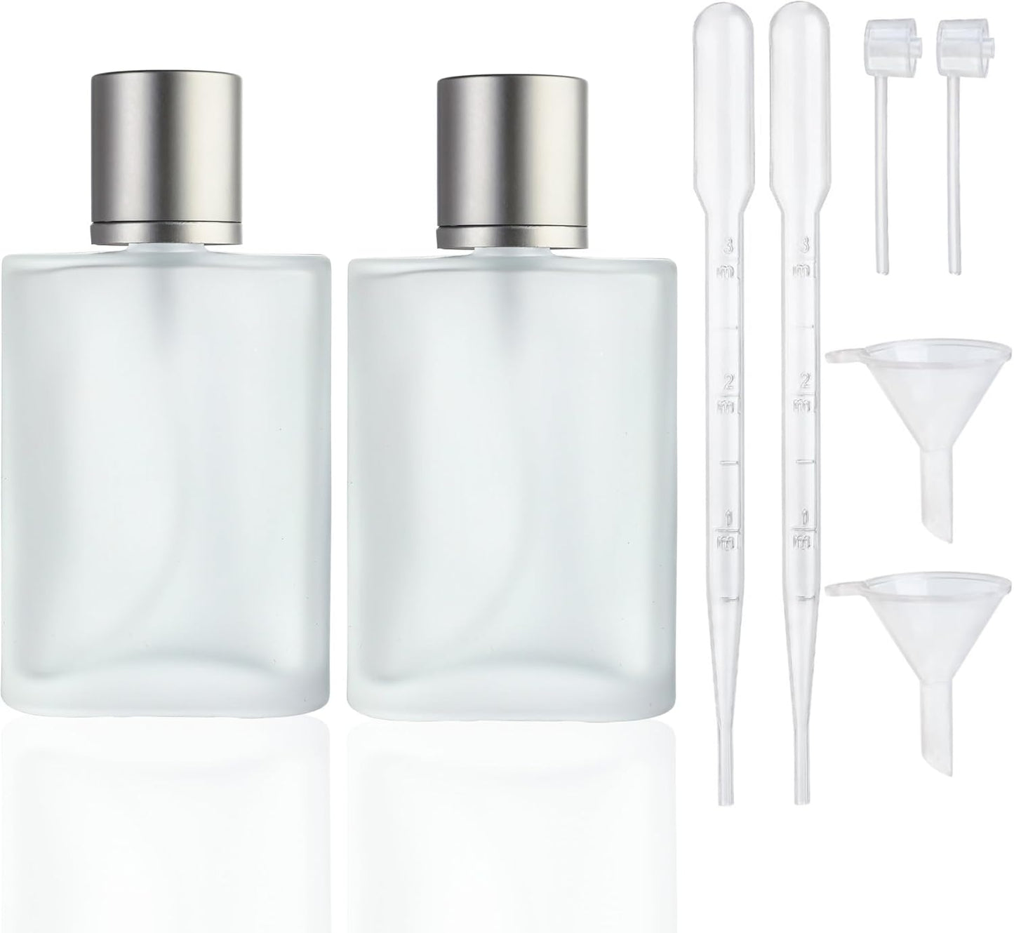 YU FENG Glass Perfume Bottles Empty Refillable Atomizer 2 Pack 100ml/3.4oz（Cylinder）