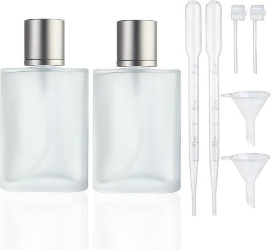 YU FENG Glass Perfume Bottles Empty Refillable Atomizer 2 Pack 100ml/3.4oz（Cylinder）
