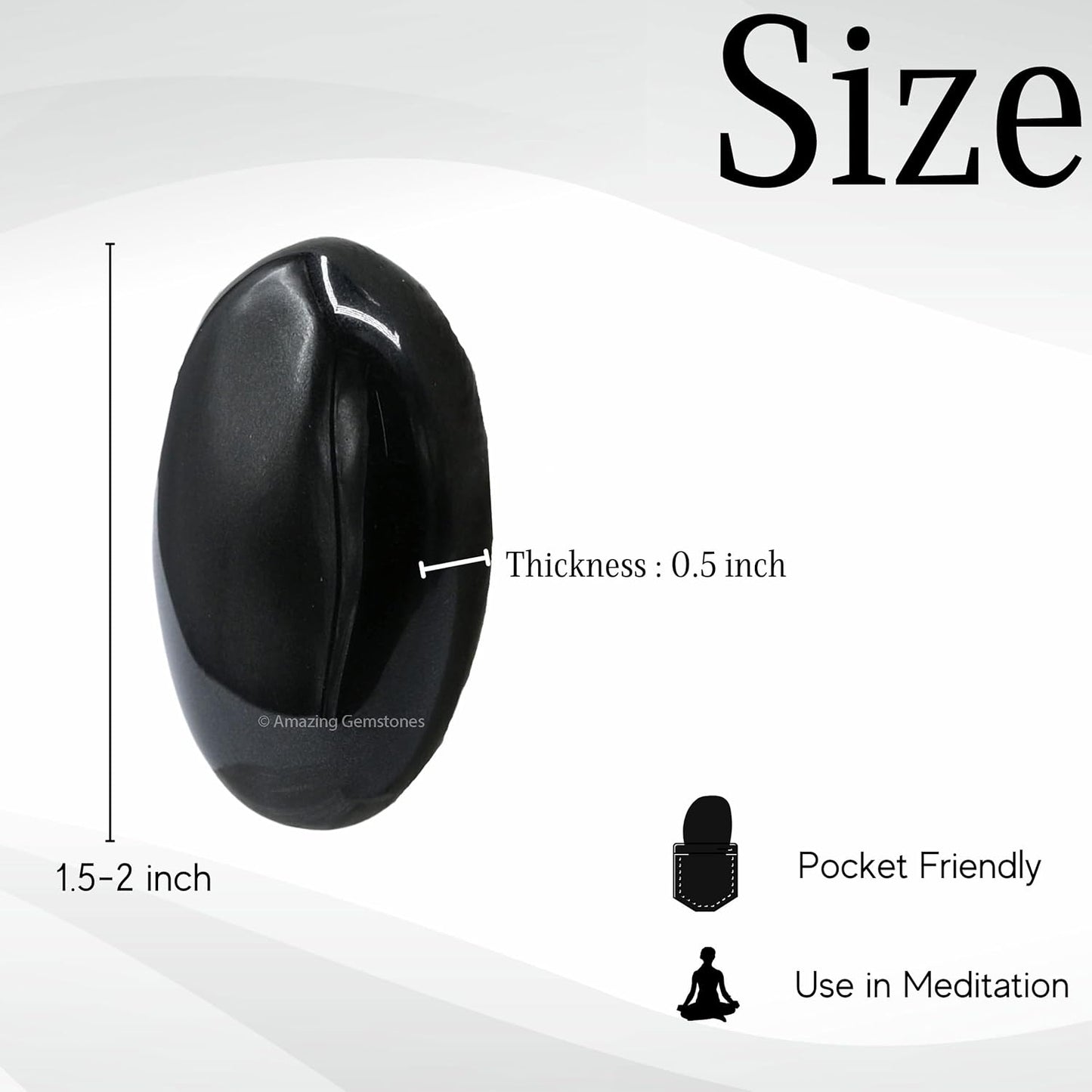 Amazing Gemstone Black Agate Crystals and Healing Stones - Large Palm Stone Crystals Piedra - Crystal for Good Luck, Balanced Positive Energy, Meditation - Unique Stocking Stuffers, Gifts for Women