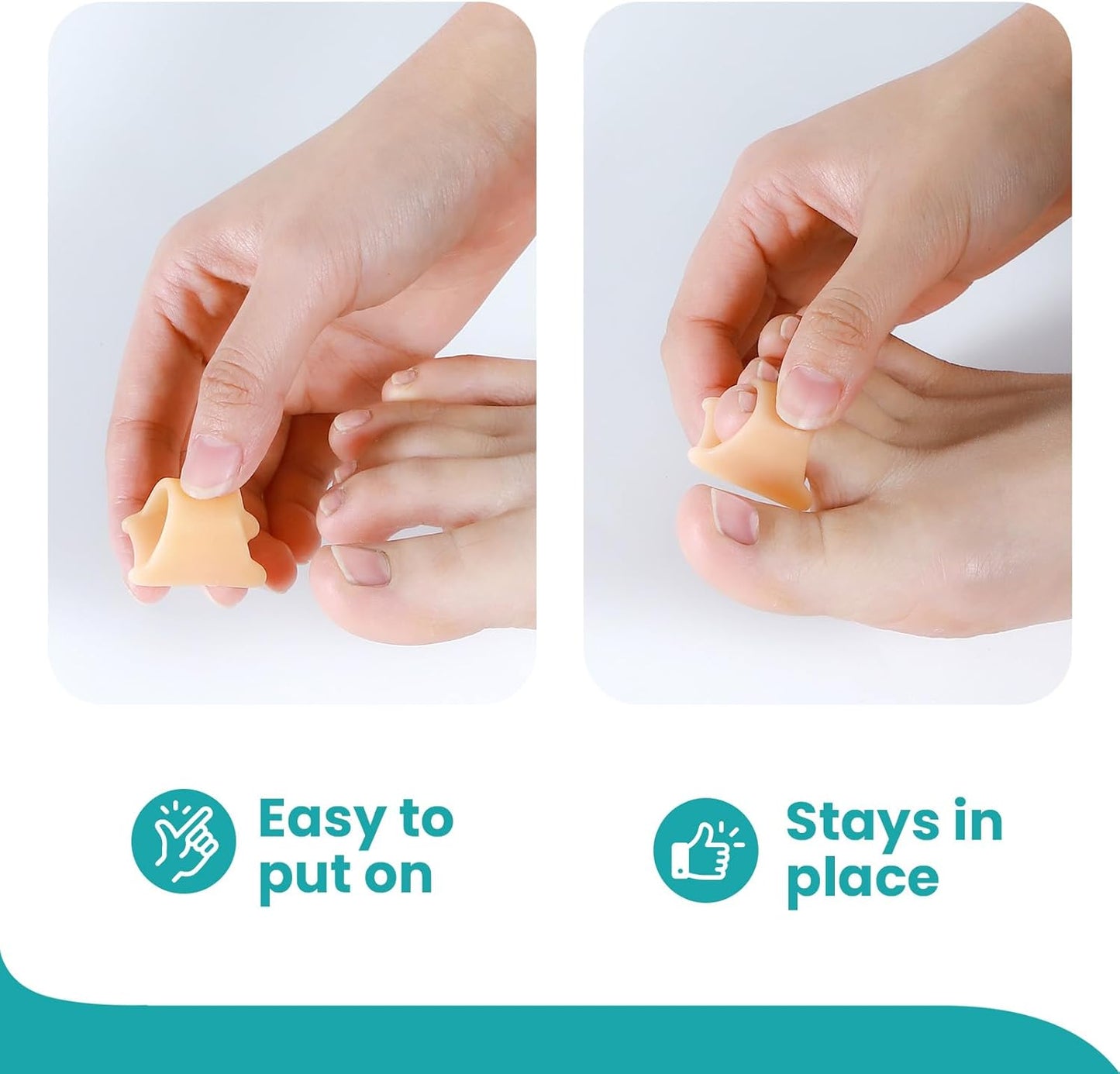 Hammertoe Corrector for Women - Soft Gel Toe Straighteners - Realign Bent, Curled, Crooked, Claw, Bunion, Hammer Toes - Toe Corrector for Men（6 Count, 3 Different Sizes, Beige）