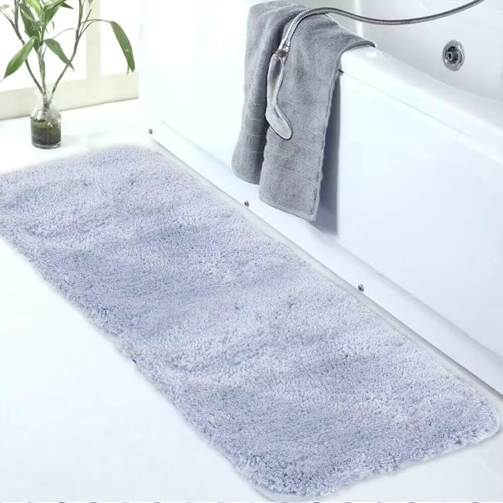 Walensee Large Bathroom Rug (24 x 72, Growing Blue) Extra Soft and Absorbent Shaggy Bath Mat Machine Washable Microfiber Non Slip Luxury Floor Mat