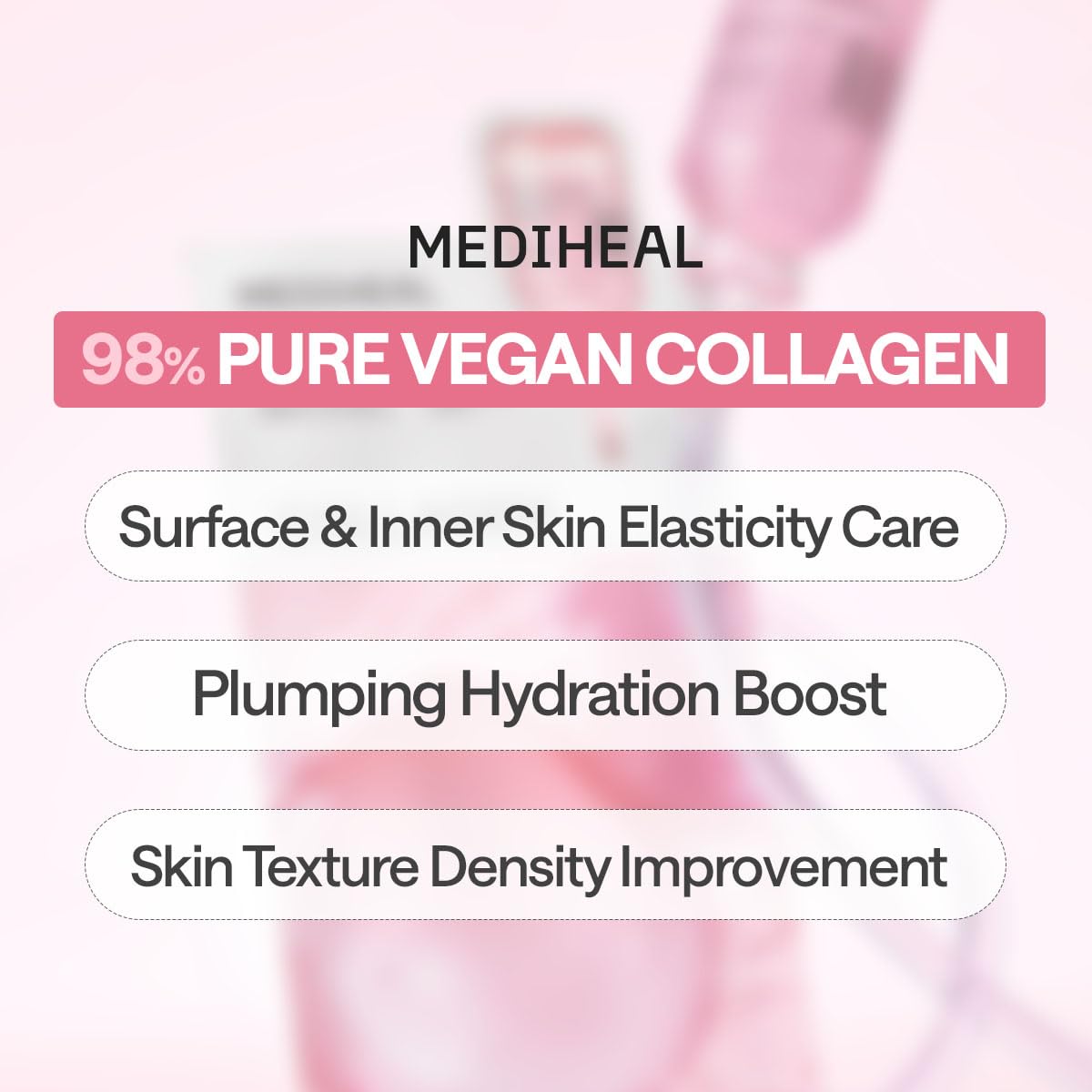 Mediheal Collagen Essential Sheet Mask Core Firming 10 pcs. 98% Vegan Collagen for firming, elasticity, and skin density improvement. Vegan formula