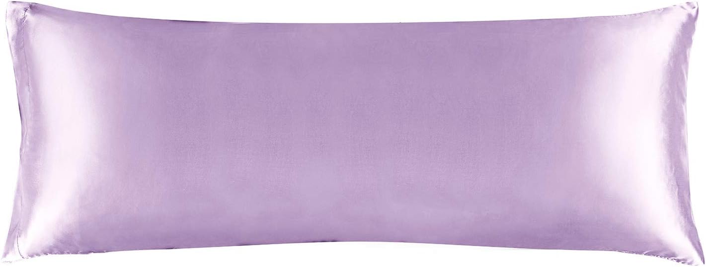 BEDELITE Satin Body Pillow Cover, Super Soft and Cooling Body Pillow Pillowcase for Hair and Skin, Breathable Silky Full Long Pillowcase Cover(20"x54", Lavender)