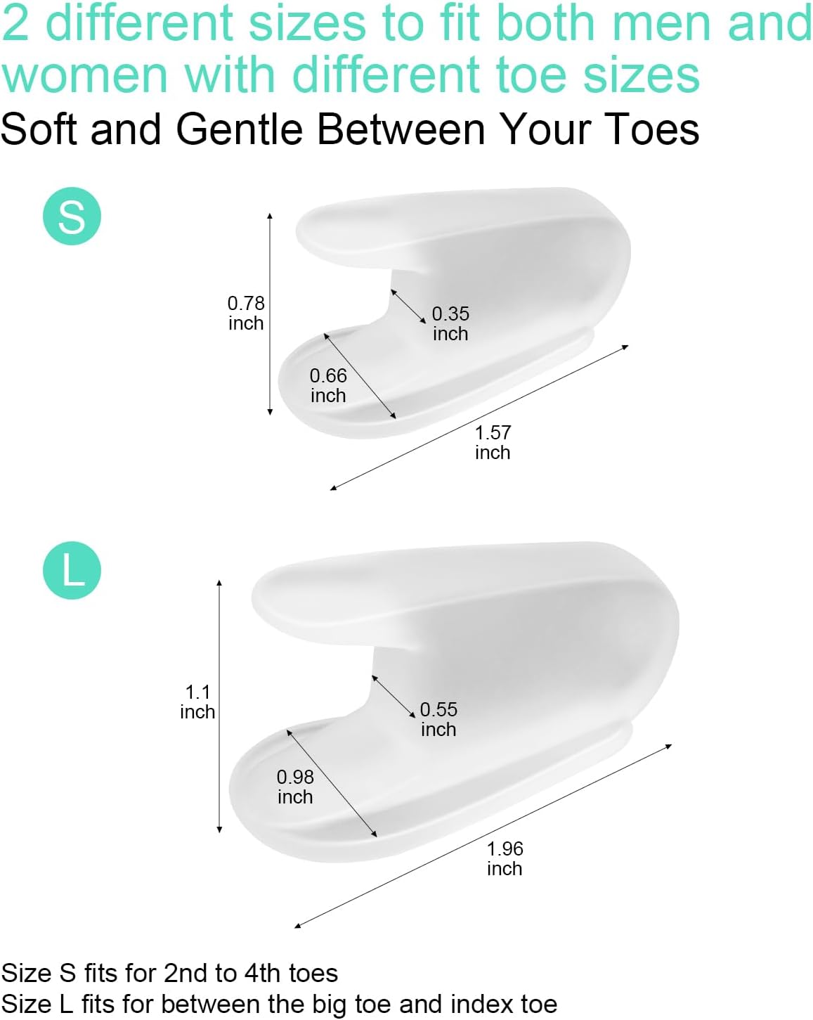 18Pcs Gel Toe Separators for Bunions, Silicone Toe Spacers Bunion Corrector for Feet Women Men Pain Relief, Soft Flared Toe Spreader Straightener for Overlapping Toes(12L+6S)