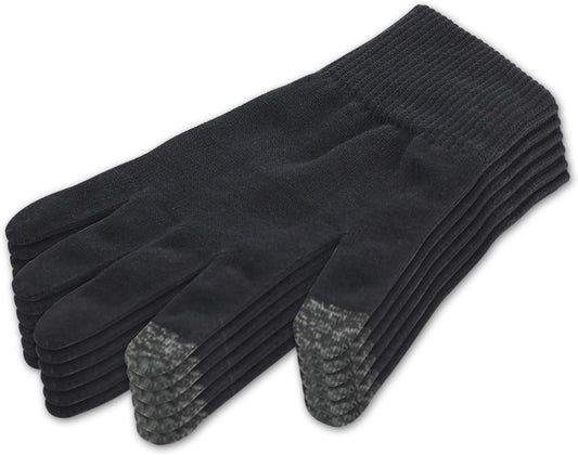 Donfri 6 Pairs Cotton Moisturizing Gloves Men Touchscreen Fingers for Eczema Dry Hands Hand Care Overnight Moisturizing (Medium-Black)