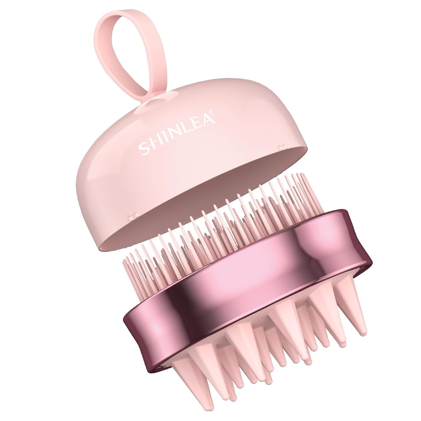 2 in 1 Scalp Massager Hair Growth,Scalp Scrubber with Soft Silicone Bristles for Dandruff Removal,Shampoo Brush for Exfoliation,Head Massager for Both Wet and Dry Use (Pink)