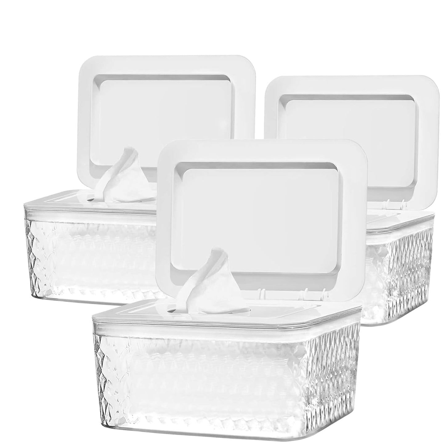 3 Pack Wipes Dispenser Seal-Designed Wipe Dispenser Holder Wipes Case Box for Bathroom Keep Wipes Fresh, Dust-Proof & Non-Slip