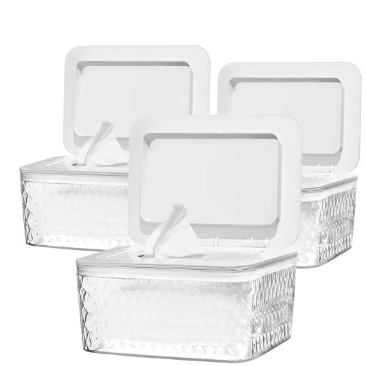 3 Pack Wipes Dispenser Seal-Designed Wipe Dispenser Holder Wipes Case Box for Bathroom Keep Wipes Fresh, Dust-Proof & Non-Slip