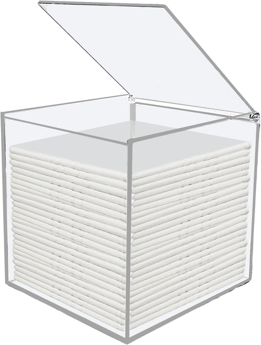 Disposable Face Towel Storage Box Clear Acrylic Towelette Holder Container Compatible with Clean Skin Club Towels XL for Bathroom Coutertop Organization