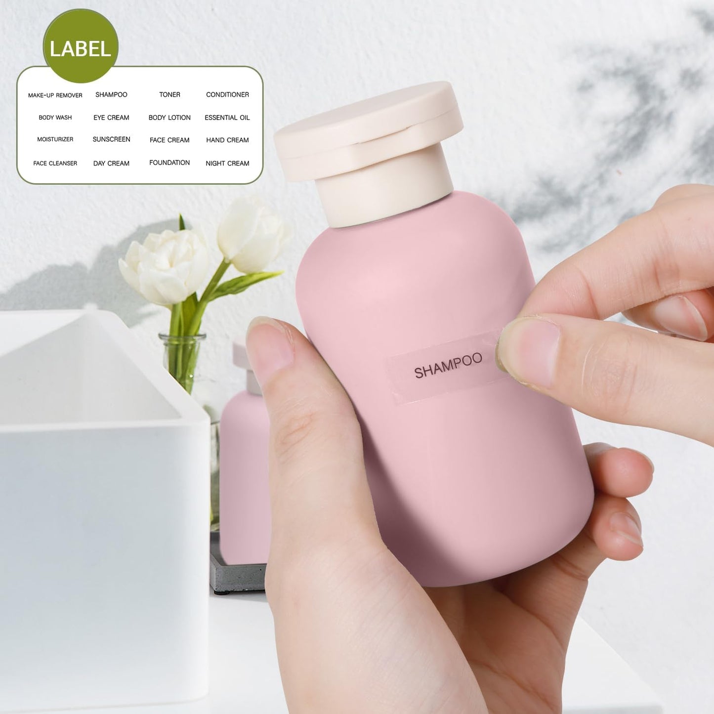 ASEVAT 3.4 oz Plastic Squeeze Bottle for Lotion, Plastic Empty Shampoo Conditioner Container, Plastic Travel Size Toiletries Bottles for Shampoo, Lotion, Cream and Liquids (3 Pcs)