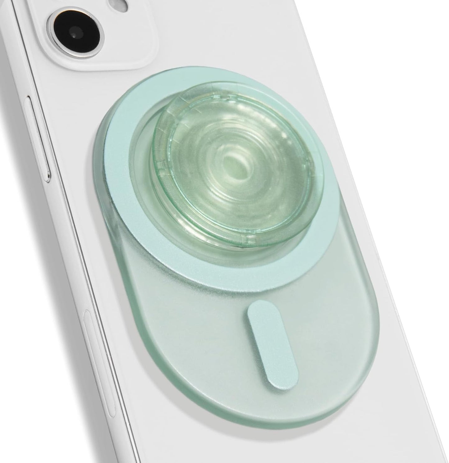 Oval Magnetic Phone Grip – MagSafe Compatible, Translucent Design, Slim and Lightweight, Grip and Stand for iPhone (Green)