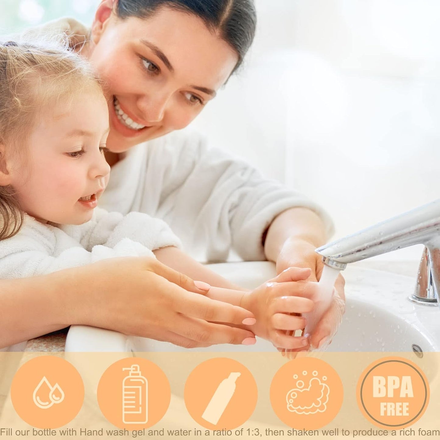 Lil Ray 2 Oz Empty White Foam Pump Bottle, Foamer Soap Dispenser for Lash Shampoo, Hand Soap, Foaming Cleaner(Rose Gold Pump, 12 PCS)