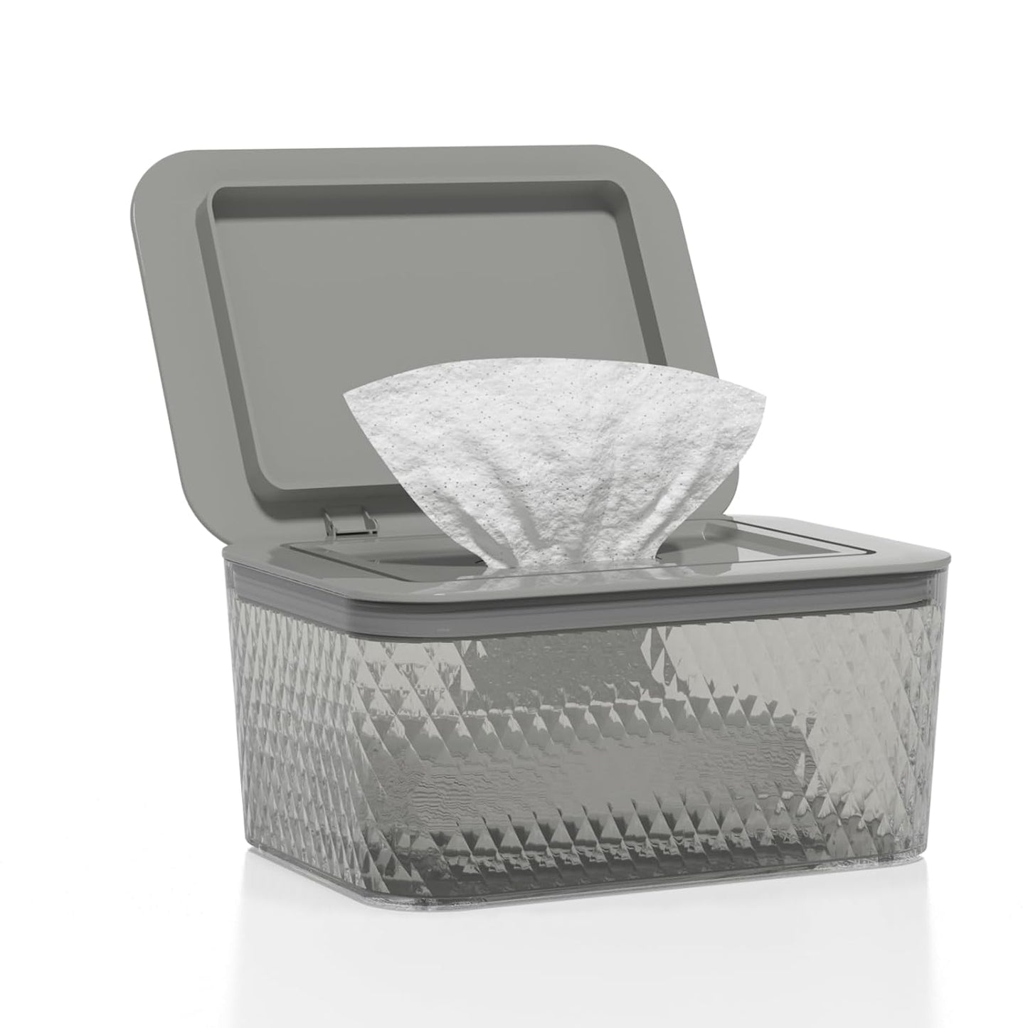 Wipes Dispenser, One-Handed Operation Wipe Holder for Baby & Adult, Seal-Designed Wipes Container for Bathroom Keep Diaper Wipes Fresh (Grey)