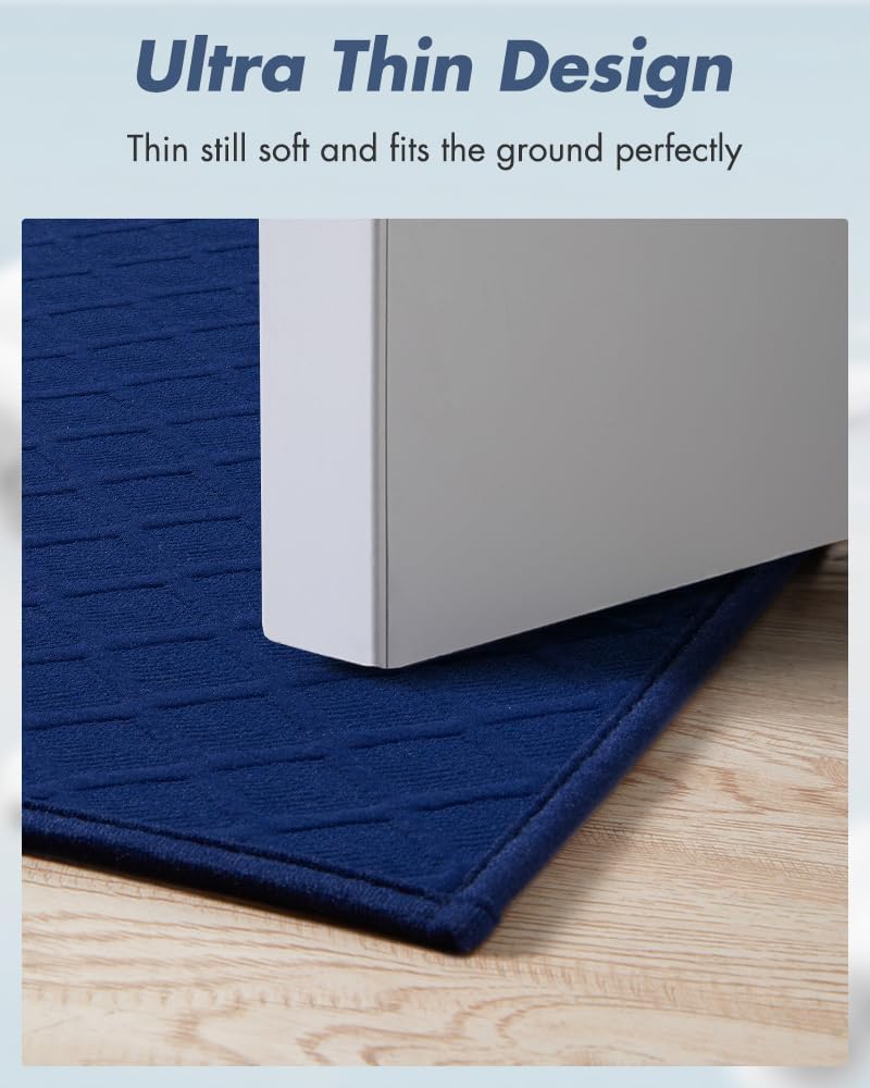 AMOAMI Ultra Thin Bathroom Rugs, Rubber Backed Bath Mats for Bathroom Non Slip, Absorbent Bathroom Mat for Floor, Shower, Sink(20"x 32", Blue)