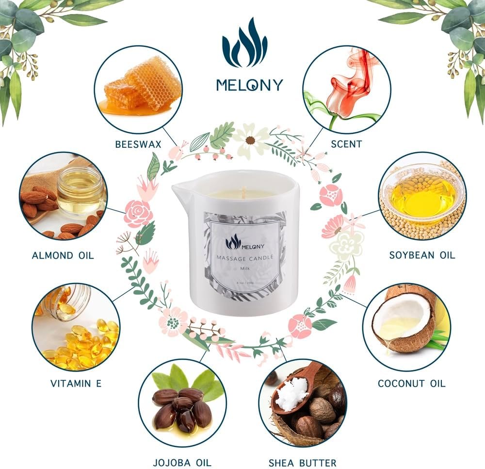 MELONY Massage Candle 8.1Oz Moisturizing Luxurious Relaxing Essential Oil Body Massage Candle for Home Spa (Frankincense)