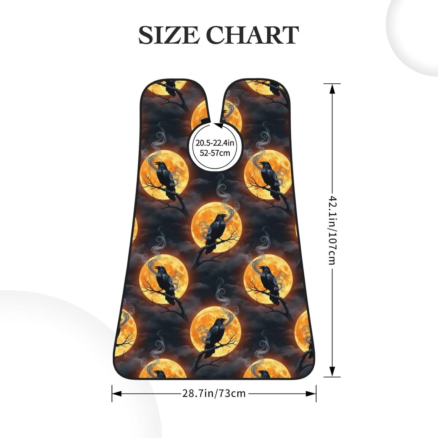 No-Slip Shaving Bib, Beard Grooming Apron with Strong Suction Cups, Moon Black Crow Raven Bird