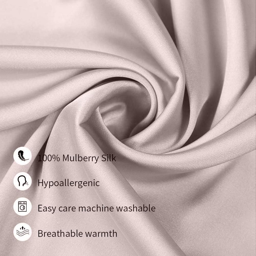 100% Mulberry Silk Pillowcases Set of 2 for Hair and Skin and Super Soft and Breathable Standard Size Nature Silk Pillowcases (Standard, Apricot Gray)