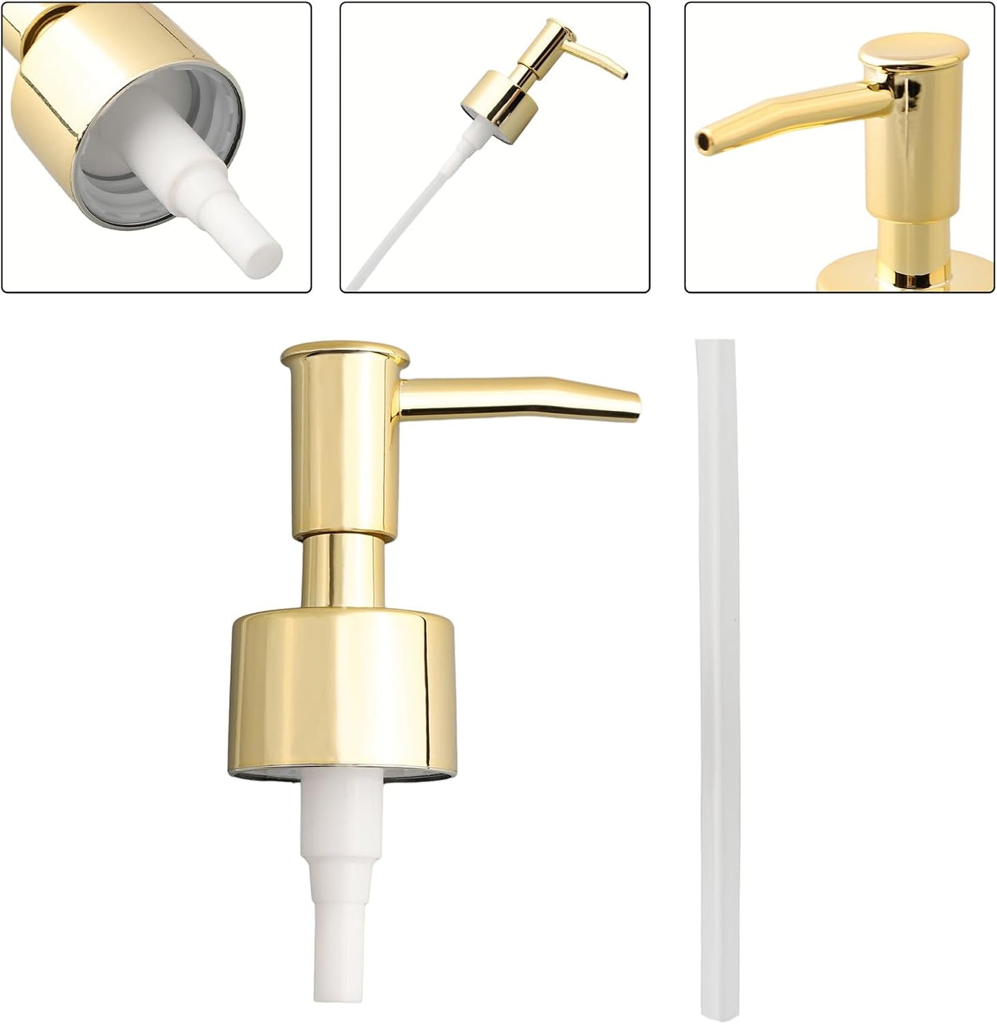 Lotion Soap Dispenser Replacement Pump for Bottles Fits 28/400 Thread Standard, for Dish Soap Refill Dispenser Kitchen Bathroom Worktop Bottles(Bright Gold)