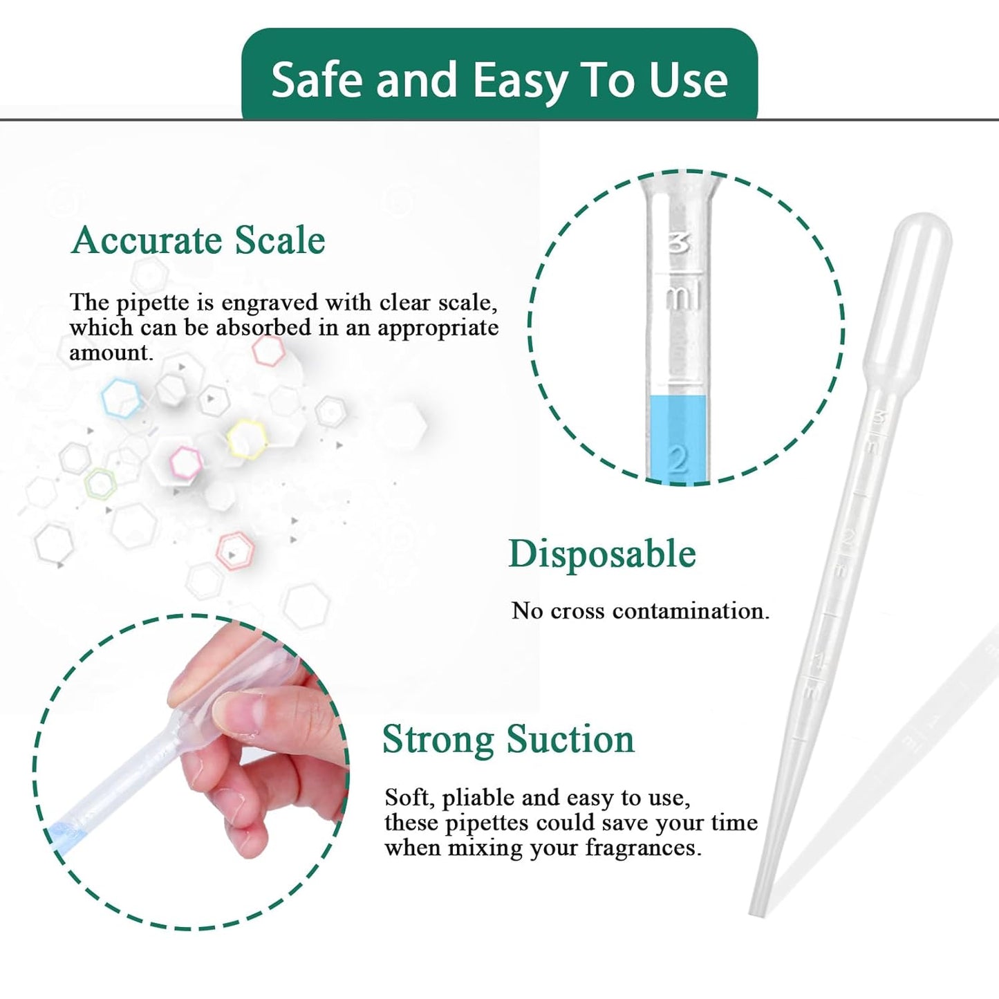 moveland 3ML Plastic Pipettes Disposable Eye Dropper Pipettes, Premium Graduated Pipettes Essential Oil Transfer for Makeup Tool, Science Class, Crafting, DIY Ar, 10 PCS