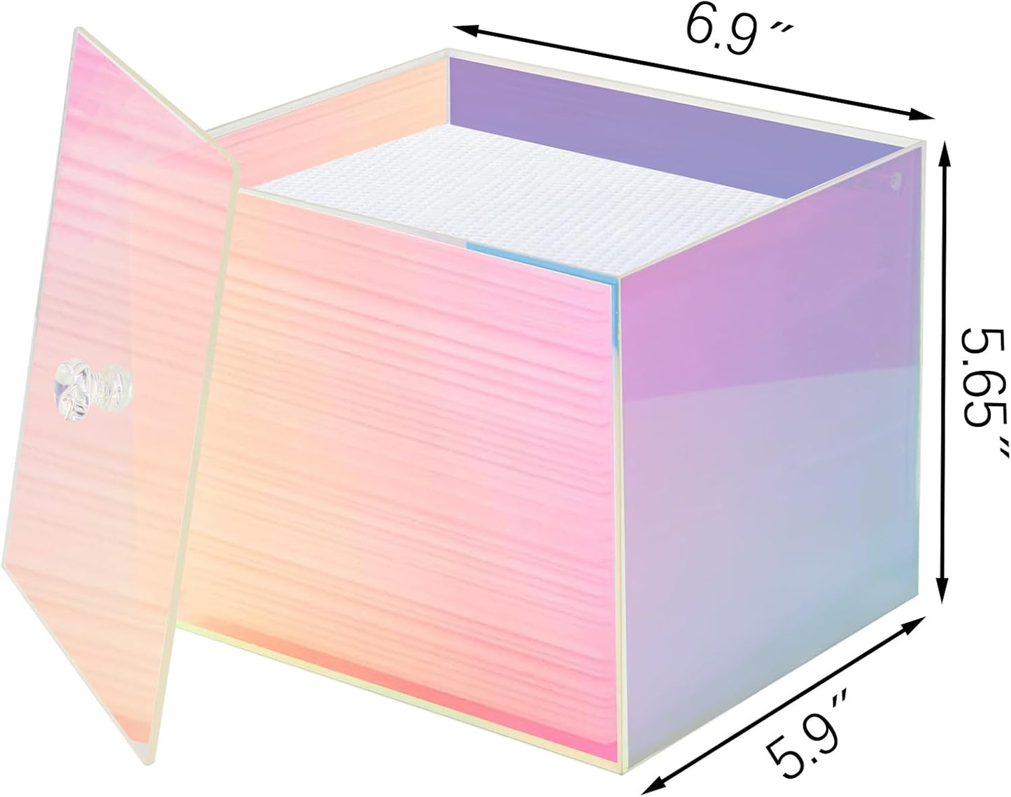 Face Towel Box, Acrylic Facial Disposable Towelettes Holder Container for XL Face Towels and Protects from Dust, Rainbow