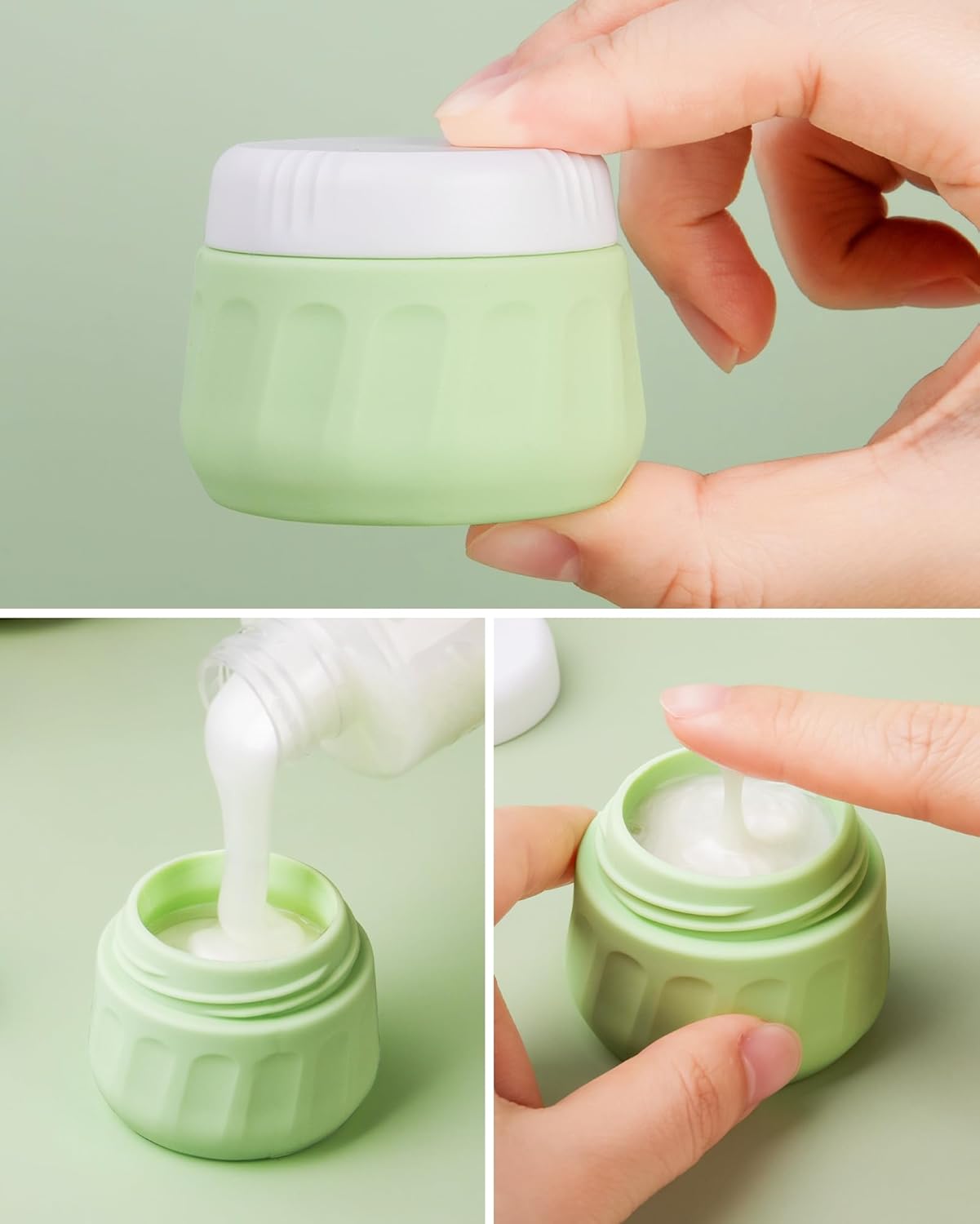 Travel Size Toiletries 10 Pack, TSA Approved 3oz & 1oz Silicone Refillable Containers with Clear Travel Bag