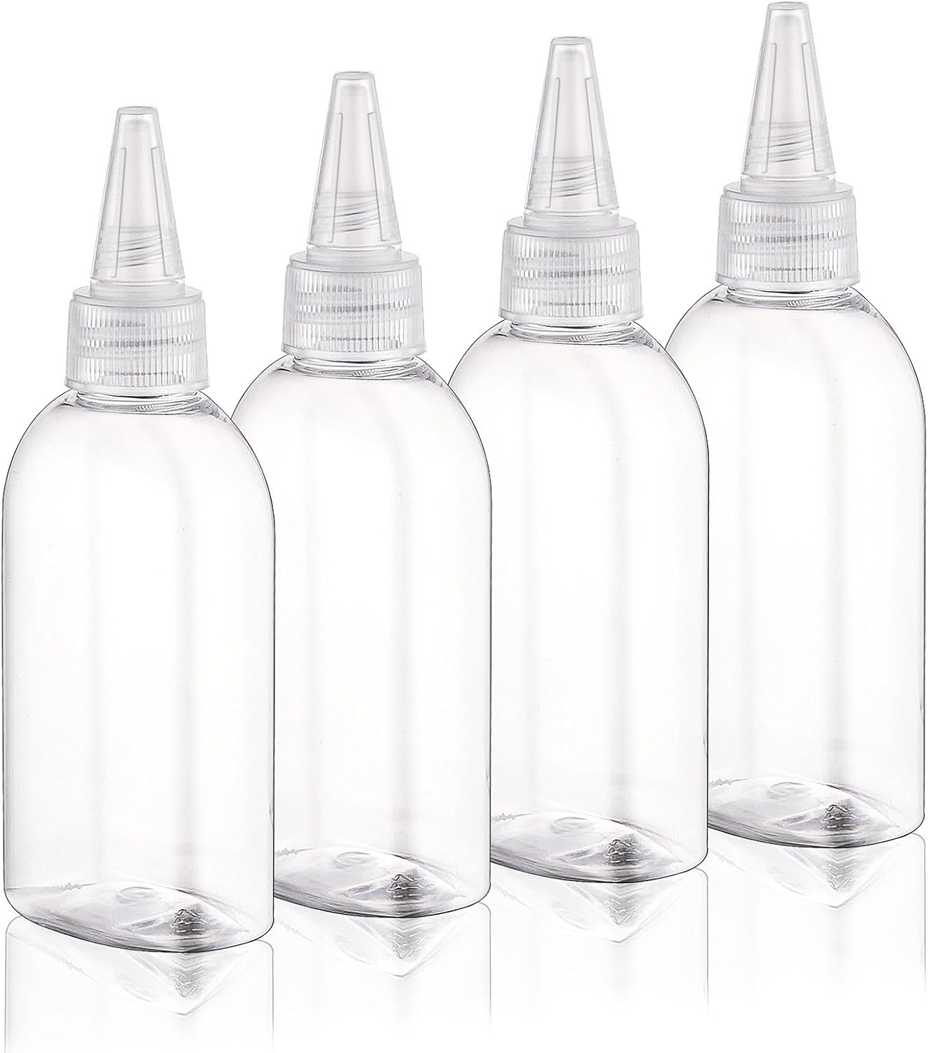 Cosywell Paint Bottles 4Pack 100ml/3.4oz Empty Squeeze Bottles Leak-Proof Refillable Plastic Hair Color Applicator Bottle Paint Storage Containers for Paint Art Crafts Shampoo Liquids(Clear)