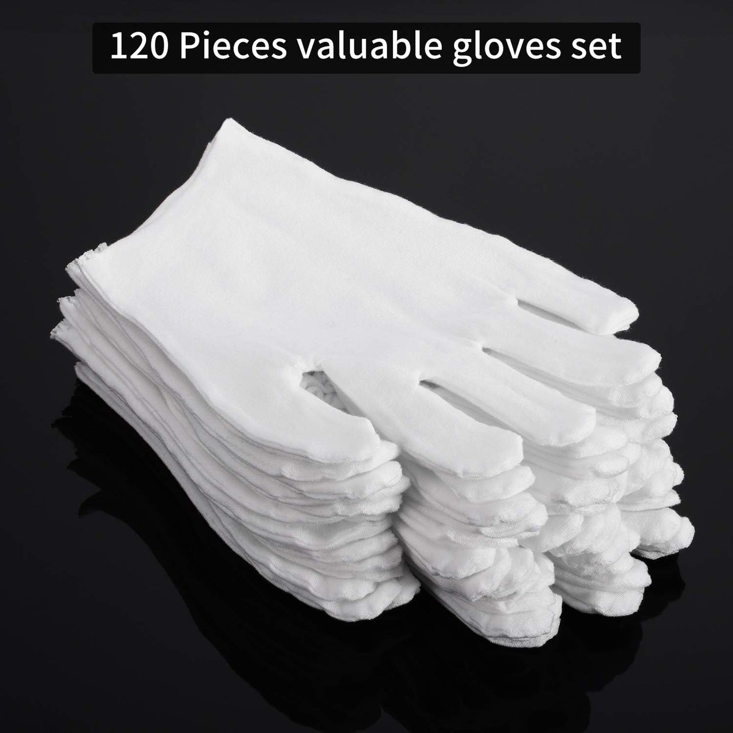 SATINIOR 120 Pieces Cotton Gloves Large Size for Men Women Inspection Gloves for Dry Hand Art Handling Coin Jewelry