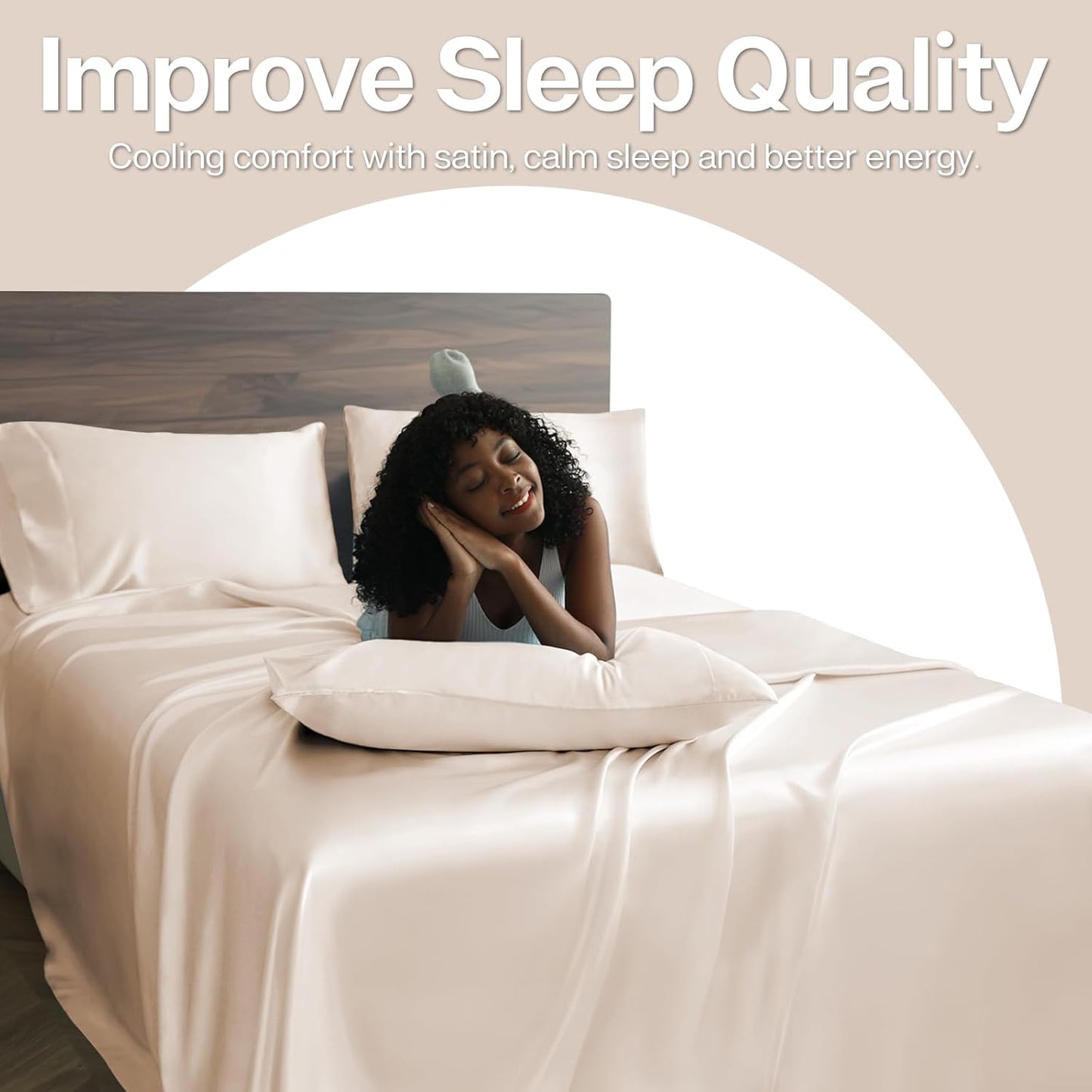 MR&HM Satin Pillowcase for Hair and Skin, Silk Satin Pillowcase 2 Pack, Queen Size Pillow Cases Set of 2, Silky Pillow Cover with Envelope Closure (20x30, Beige)