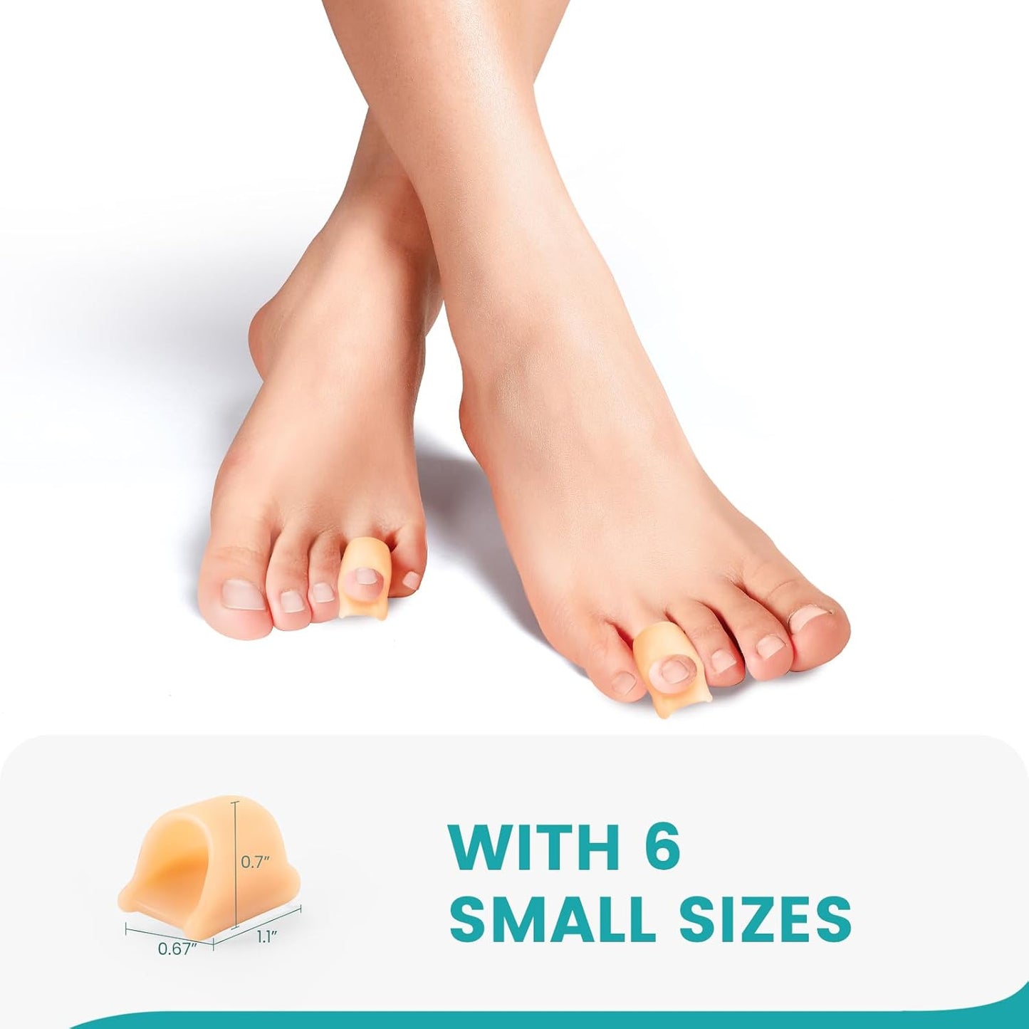 Hammertoe Corrector for Women - Soft Gel Toe Straighteners - Realign Bent, Curled, Crooked, Claw, Bunion, Hammer Toes - Toe Corrector for Men（6 Count, Small, Beige）