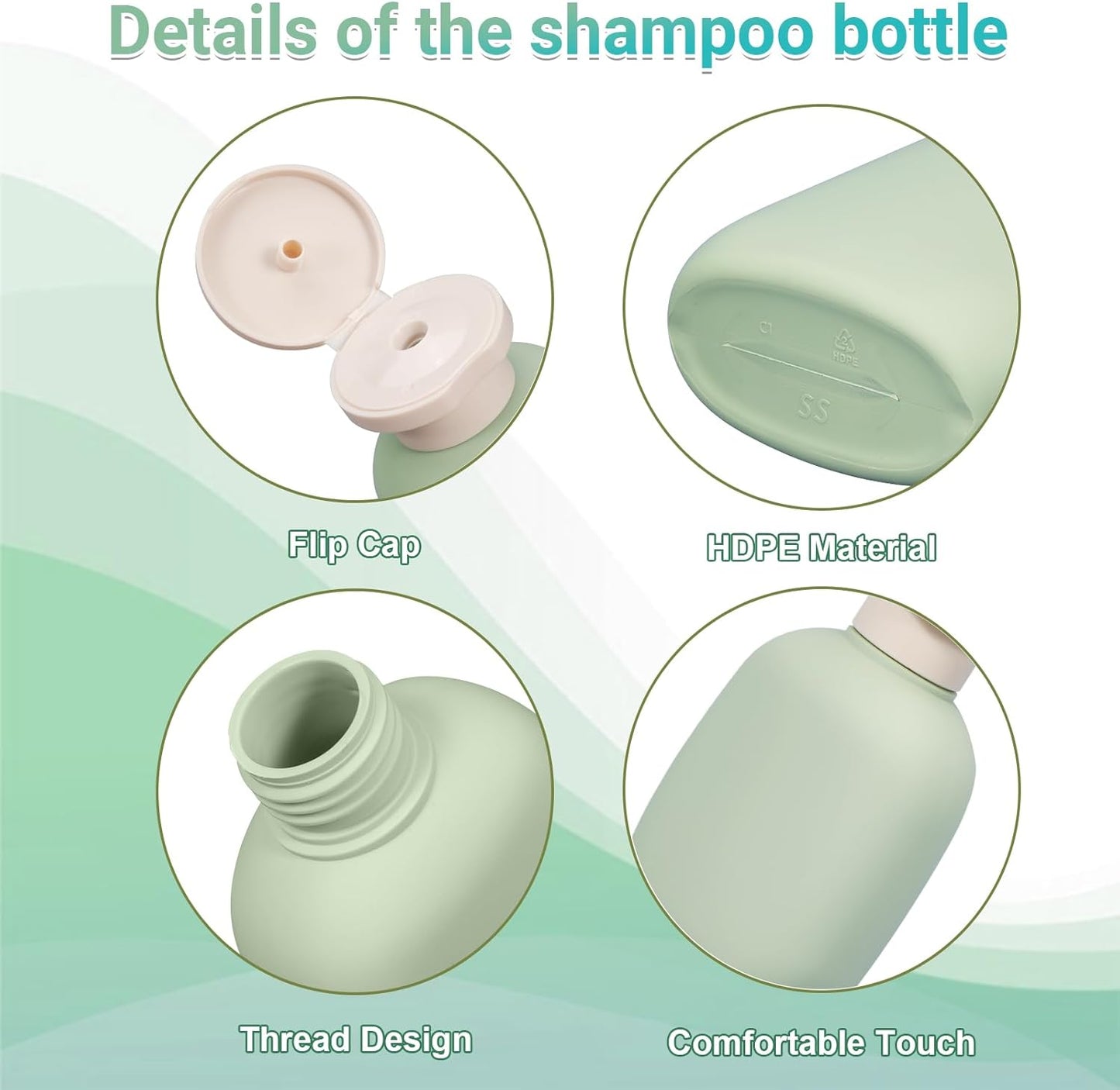 3.4 oz Small Plastic Travel Shampoo Bottles, Empty Plastic Squeeze Bottles with Flip Cap for Toiletries, Leakage-proof Travel Shampoo and Conditioner Bottles