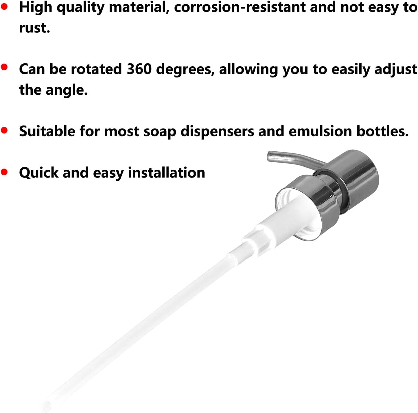 304 Stainless Steel Soap Dispenser Pump Head, Soap Pump Bathroom Screw Lotion Pump Replacement Silver Easy Press Universal Dispenser Pump for Kitchen Bathroom Neck Bottles