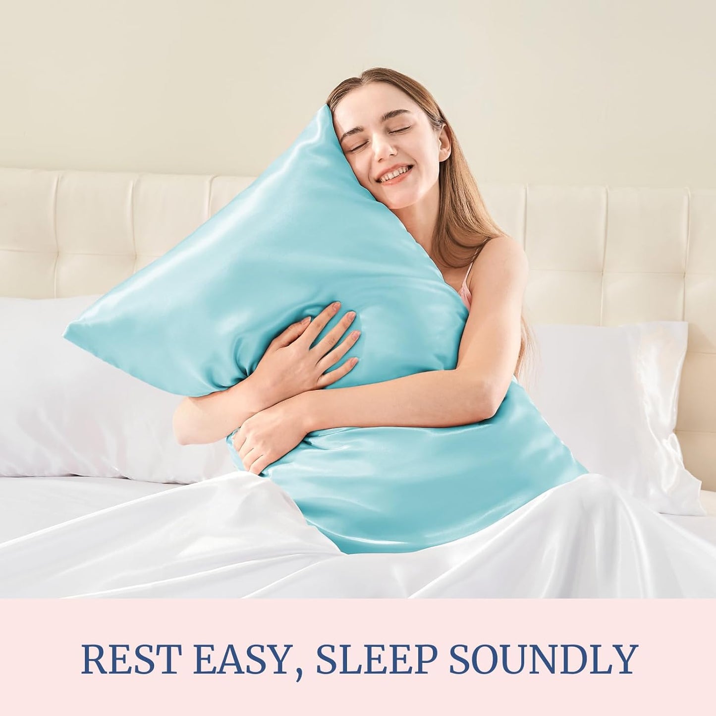 BEDELITE Satin Pillowcase for Hair and Skin, Super Soft Similar to Silk Pillow Cases 4 Pack with Envelope Closure, Cooling Pillowcases for Women Men (20"x36" King Size, Blue)