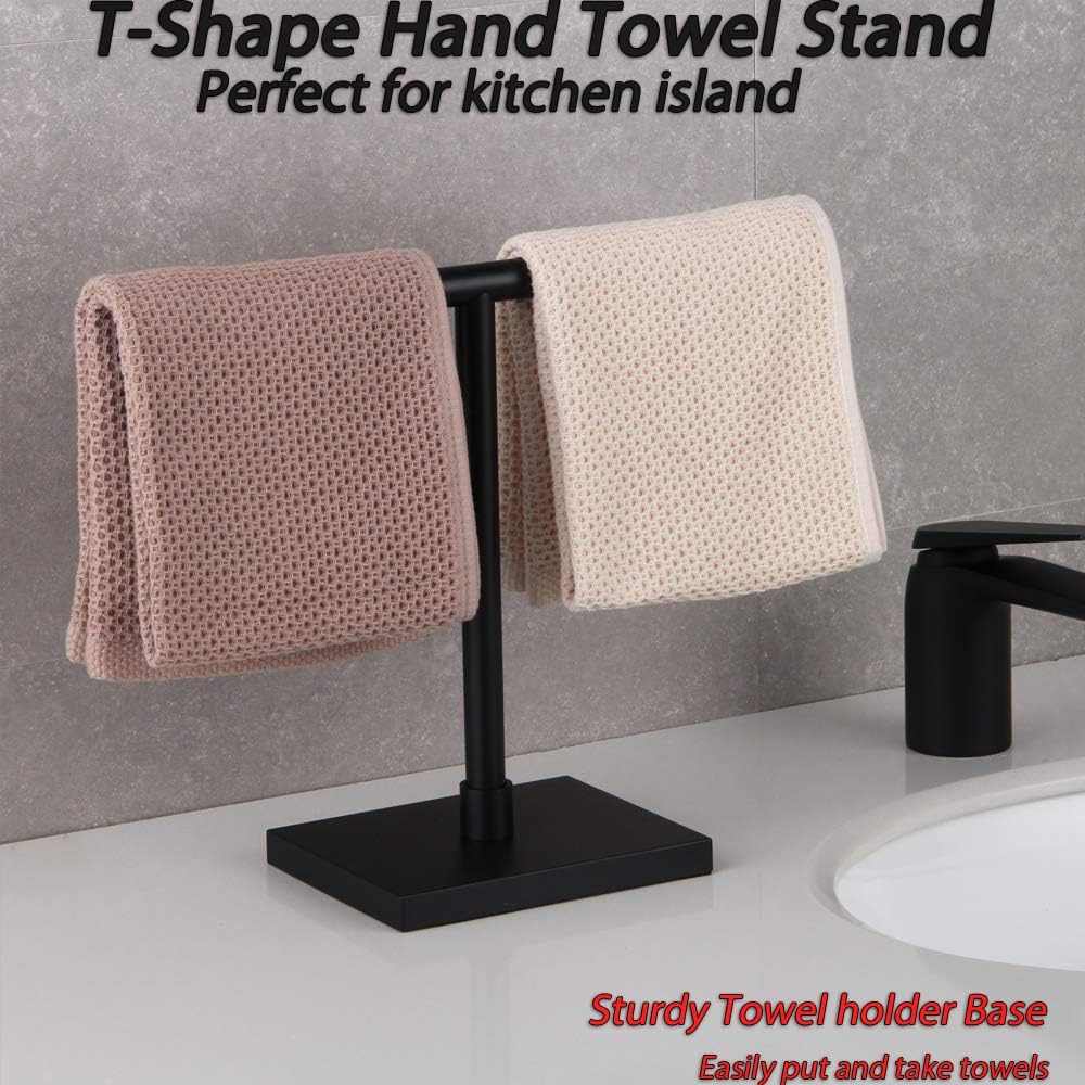 SUS 304 Stainless Steel Hand Towel Holder Standing Tree Rack for Bathroom Vanities Countertop, Matte Black DZY011-BK