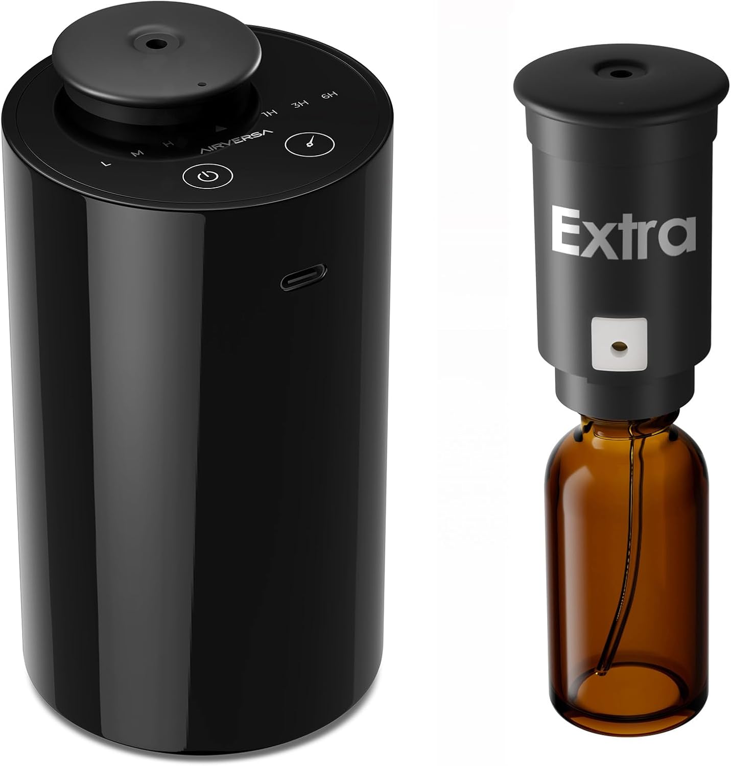 Waterless Diffuser for Essential Oil, Battery Operated Nebulizer, 0.7 Fl.Oz./ 20mL Capacity, Mini Scent Air Machine, 3 Countdown Timers & 3 Mist Levels for Home, Room, Car, Office, AN6 + Extra Nozzle