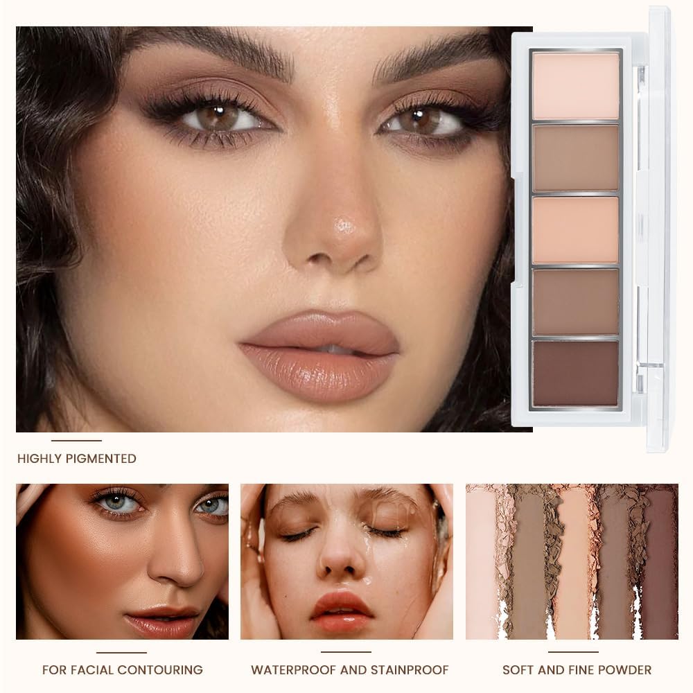 5 Colors Matte Nude Eyeshadow Makeup Palette, Nude Pink Brown Cocoa Neutral Matte Smokey Cream Mini Eye Shadow Palette Makeup for Older Women Blue Green Eyes, Contour Make up Palettes sombras de ojos