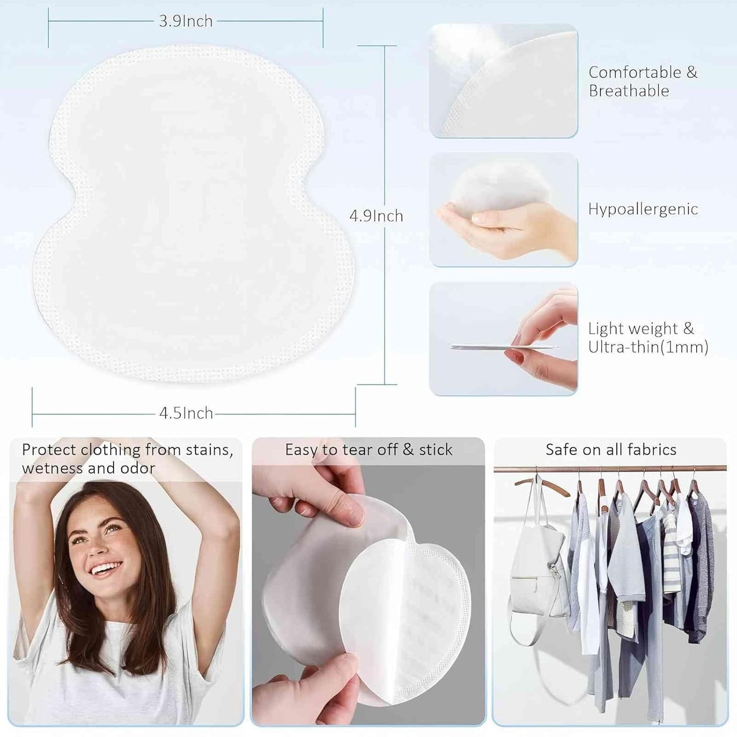 Underarm Sweat Pads for Women [100 Pcs], UOIRMI Armpit Pads for Sweating Women, Disposable Underarm Sweat Pads, Armpit Sweat Pads for A Whole Day Protection | Ideals for Workouts and Special