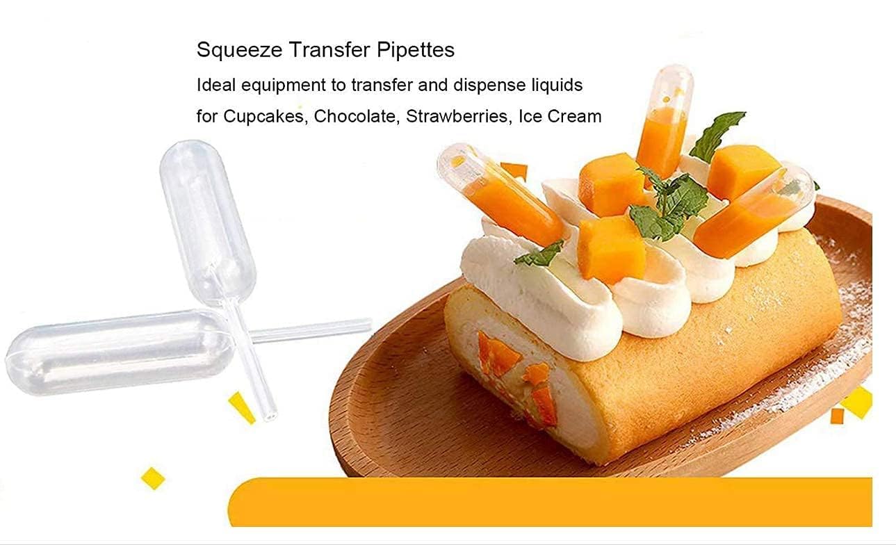 100 Pieces 4ml Cupcake Pipettes, Food Grade Plastic Disposable Pipettes Mini Liquid Injector (100-A)